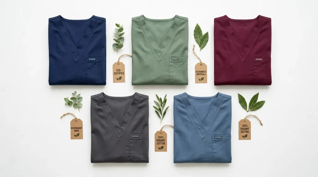 Side-by-side comparison of 10 eco-friendly scrub brands laid flat on a clean surface