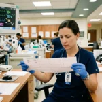 12-lead ECG interpretation for nurses showing cardiac rhythm strips on monitor