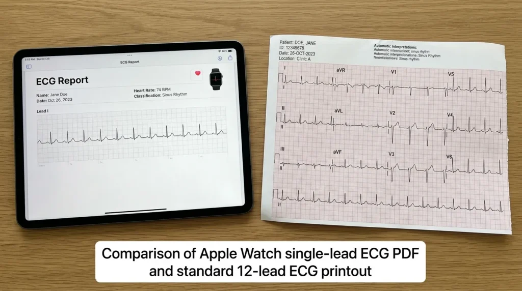 Comparison: Apple Watch ECG vs. Standard 12-Lead ECG