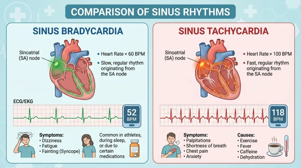 Sinus Bradycardia and Sinus Tachycardia Explained in infographics